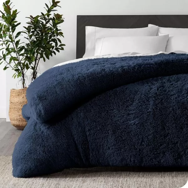 Bare Home Shaggy Fleece Duvet Cover TwinTwin Extra Long Size  Plush Duvet Cover  Super Soft ampamp Luxury  Hidden Zipper Closure  All Season Bedding Duvet Cover TwinTwin XL Dark BlueDark Blue