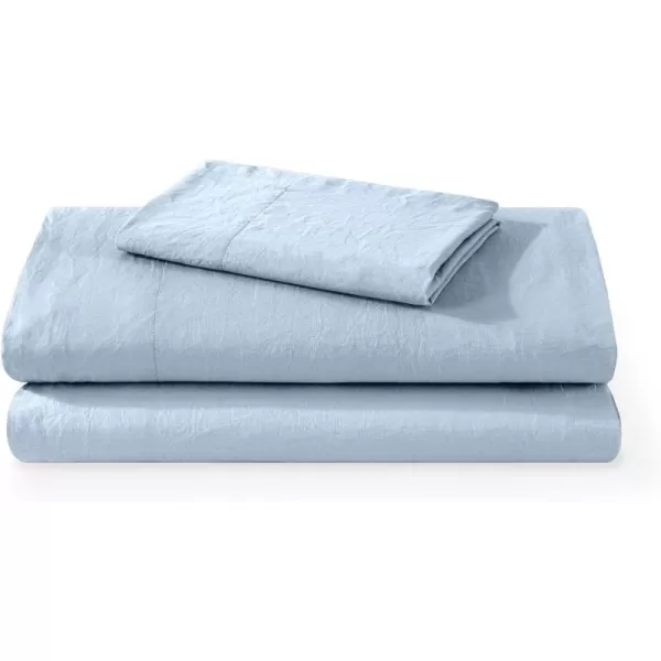 Bare Home Ultra Soft Washed Microfiber 3 Piece Sheet Set LinenLike Look Easy Care Hypoallergenic Deep Pocket up to 15 1 Fitted Sheet 1 Flat Sheet 1 Std Pillowcase Twin XL Black10  Dusty Blue