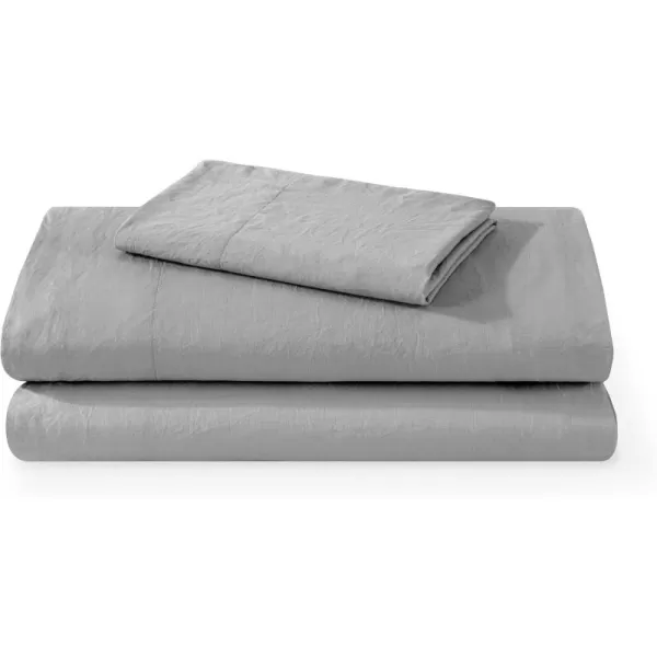 Bare Home Ultra Soft Washed Microfiber 3 Piece Sheet Set LinenLike Look Easy Care Hypoallergenic Deep Pocket up to 15 1 Fitted Sheet 1 Flat Sheet 1 Std Pillowcase Twin XL Black06  Frost Grey