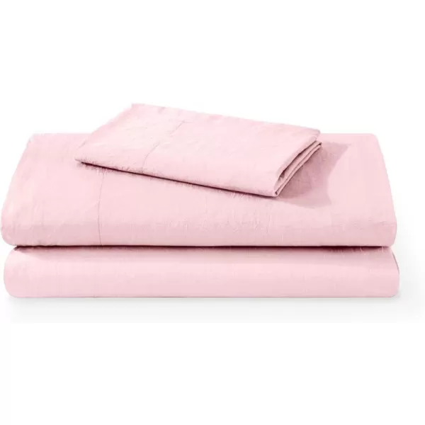 Bare Home Ultra Soft Washed Microfiber 3 Piece Sheet Set LinenLike Look Easy Care Hypoallergenic Deep Pocket up to 15 1 Fitted Sheet 1 Flat Sheet 1 Std Pillowcase Twin XL Black03  Dusty Pink