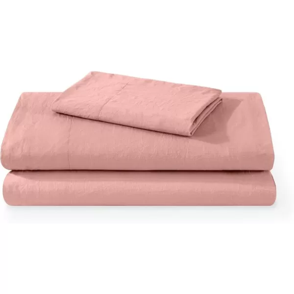 Bare Home Ultra Soft Washed Microfiber 3 Piece Sheet Set LinenLike Look Easy Care Hypoallergenic Deep Pocket up to 15 1 Fitted Sheet 1 Flat Sheet 1 Std Pillowcase Twin XL Black01  Dusty Rose