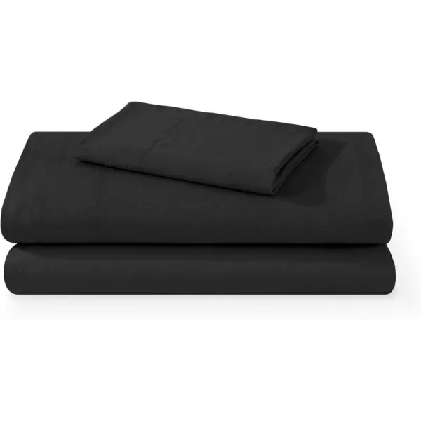 Bare Home Ultra Soft Washed Microfiber 3 Piece Sheet Set LinenLike Look Easy Care Hypoallergenic Deep Pocket up to 15 1 Fitted Sheet 1 Flat Sheet 1 Std Pillowcase Twin XL Black13  Black