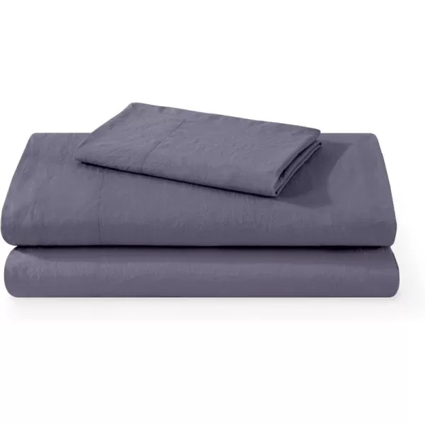 Bare Home Ultra Soft Washed Microfiber 3 Piece Sheet Set LinenLike Look Easy Care Hypoallergenic Deep Pocket up to 15 1 Fitted Sheet 1 Flat Sheet 1 Std Pillowcase Twin XL Black12  Dusty Purple