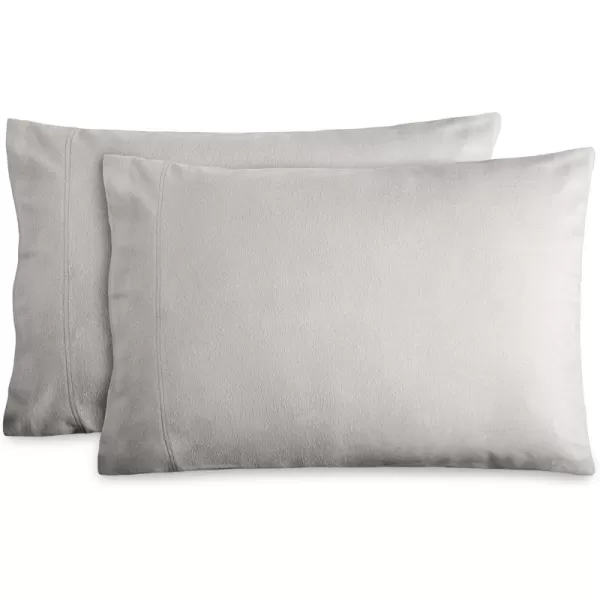 Bare Home Velvety Soft ampamp Cozy Flannel Pillowcases Set of 2  Double Brushed Heavyweight 100 Cotton  Grey03  Light Grey