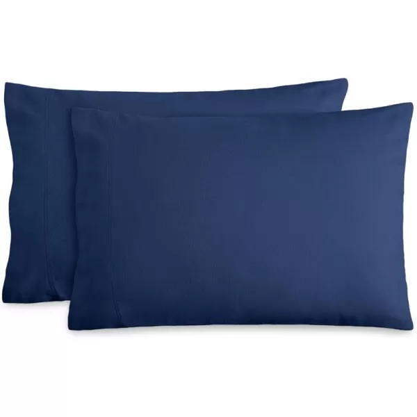 Bare Home Velvety Soft ampamp Cozy Flannel Pillowcases Set of 2  Double Brushed Heavyweight 100 Cotton  Grey05  Dark Blue