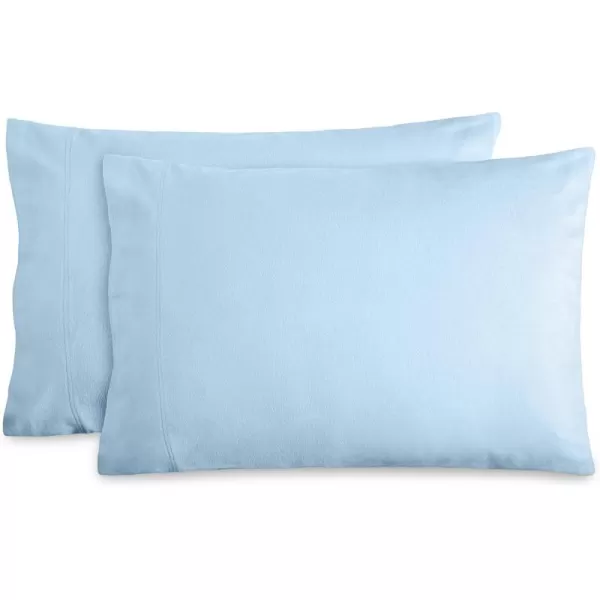 Bare Home Velvety Soft ampamp Cozy Flannel Pillowcases Set of 2  Double Brushed Heavyweight 100 Cotton  Grey06  Light Blue