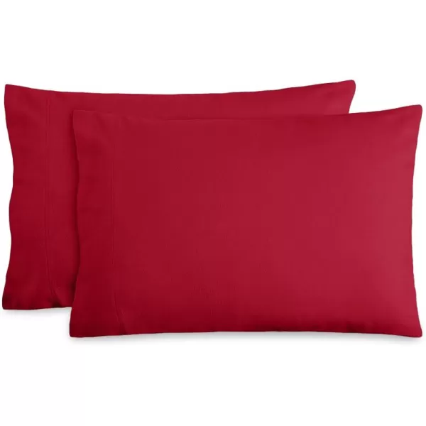 Bare Home Velvety Soft ampamp Cozy Flannel Pillowcases Set of 2  Double Brushed Heavyweight 100 Cotton  Grey07  Red