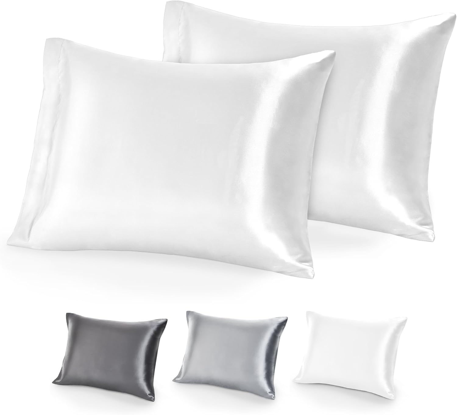 Bare Home 100 Mulberry Silk Pillowcase for Hair and Skin  Ultra Premium 6A Grade 19 Momme Silk Pillow Case  Envelope Enclosure  Breathable Cooling Pillow Cover Standard White01  White