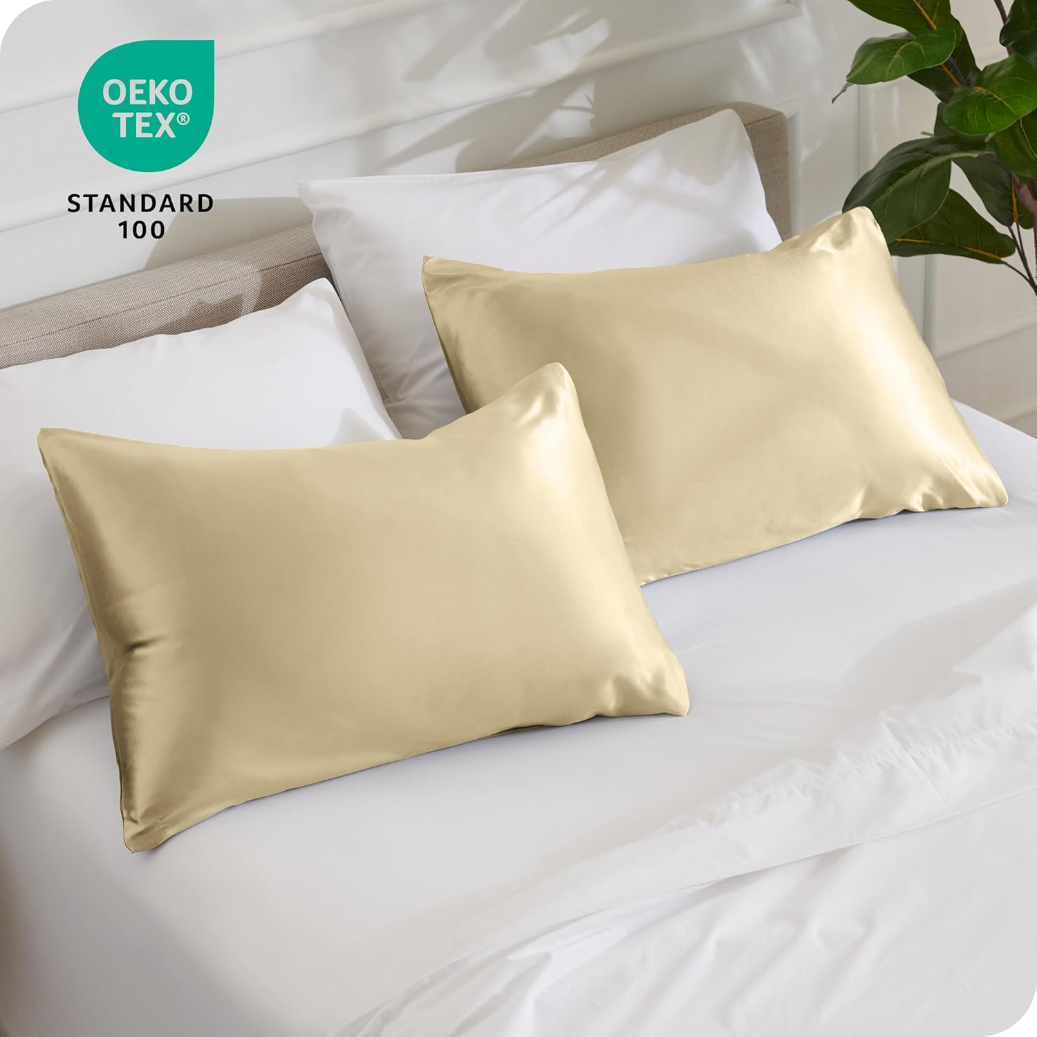 Bare Home 100 Mulberry Silk Pillowcase for Hair and Skin  Ultra Premium 6A Grade 19 Momme Silk Pillow Case  Envelope Enclosure  Breathable Cooling Pillow Cover Standard White09  Champagne