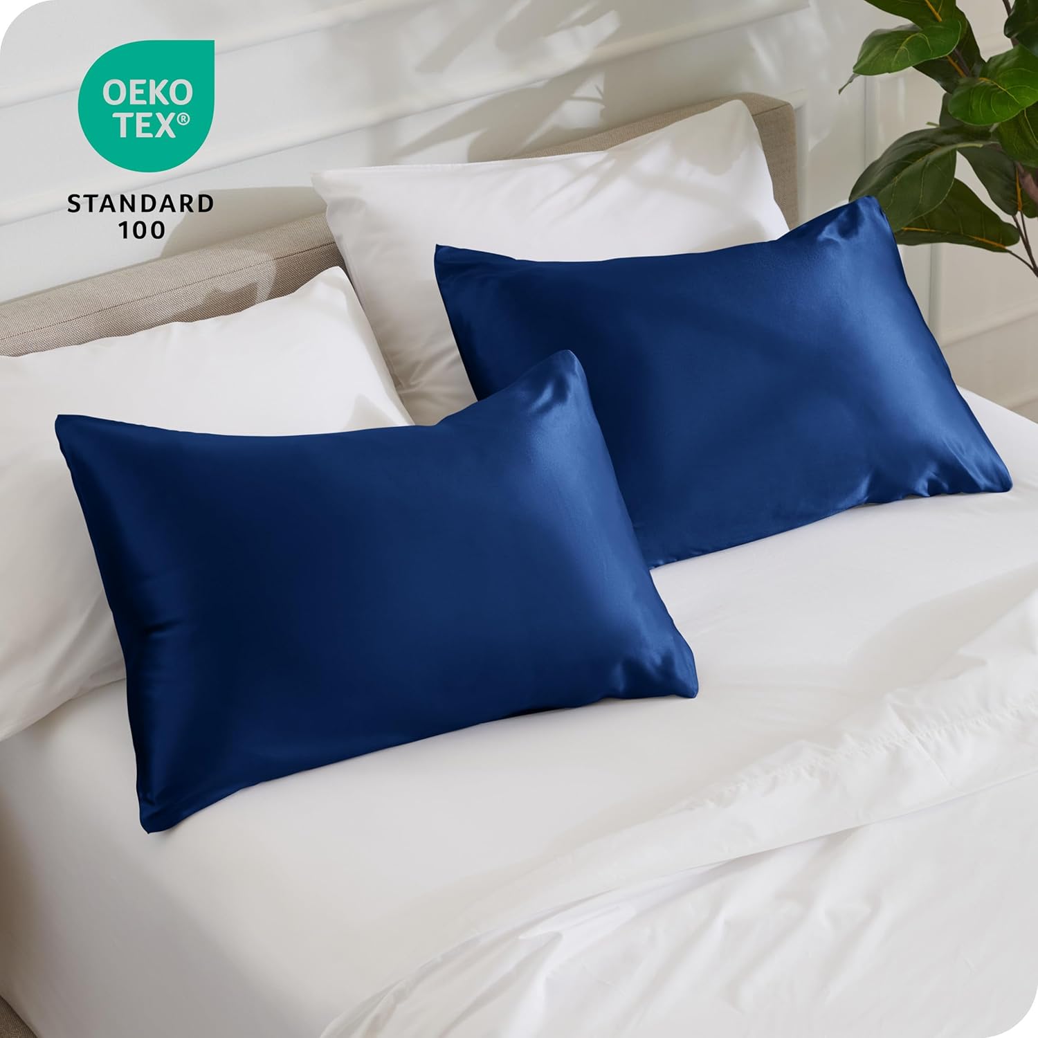 Bare Home 100 Mulberry Silk Pillowcase for Hair and Skin  Ultra Premium 6A Grade 19 Momme Silk Pillow Case  Envelope Enclosure  Breathable Cooling Pillow Cover Standard White13  Dark Blue
