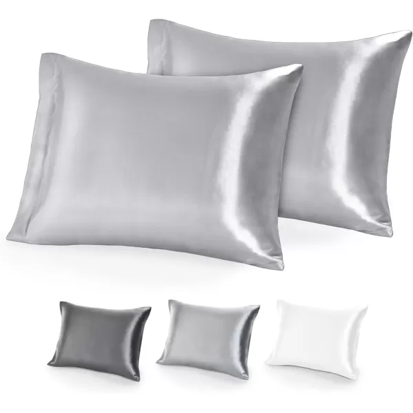 Bare Home 100 Mulberry Silk Pillowcase for Hair and Skin  Ultra Premium 6A Grade 19 Momme Silk Pillow Case  Envelope Enclosure  Breathable Cooling Pillow Cover Standard White05  Silver