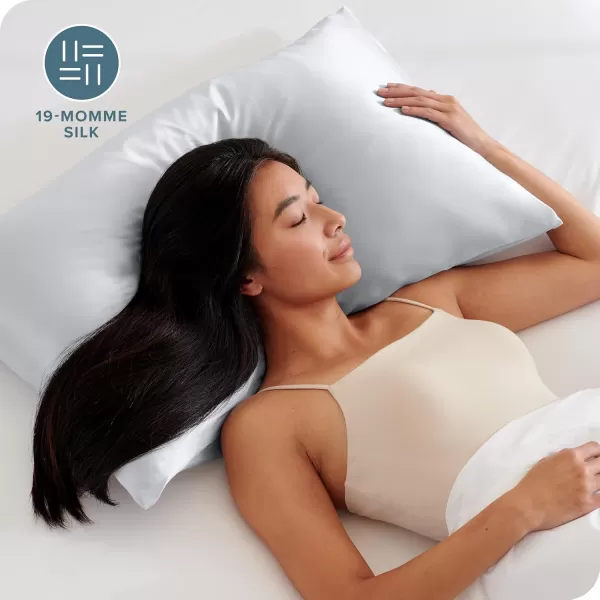 Bare Home 100 Mulberry Silk Pillowcase for Hair and Skin  Ultra Premium 6A Grade 19 Momme Silk Pillow Case  Envelope Enclosure  Breathable Cooling Pillow Cover Standard White05  Silver