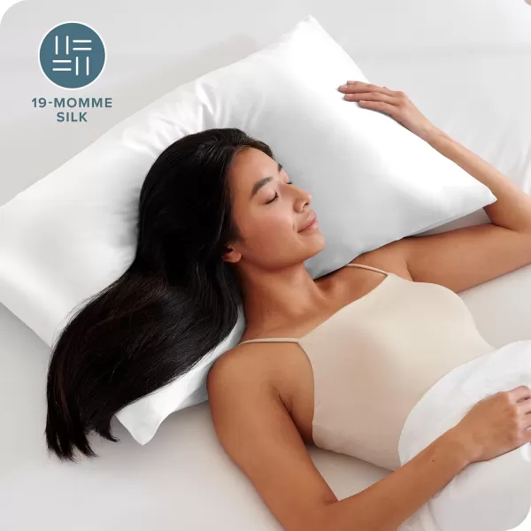 Bare Home 100 Mulberry Silk Pillowcase for Hair and Skin  Ultra Premium 6A Grade 19 Momme Silk Pillow Case  Envelope Enclosure  Breathable Cooling Pillow Cover Standard White01  White