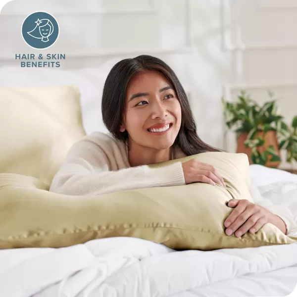 Bare Home 100 Mulberry Silk Pillowcase for Hair and Skin  Ultra Premium 6A Grade 19 Momme Silk Pillow Case  Envelope Enclosure  Breathable Cooling Pillow Cover Standard White09  Champagne