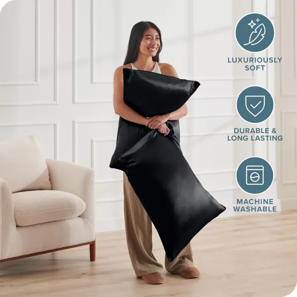 Bare Home 100 Mulberry Silk Pillowcase for Hair and Skin  Ultra Premium 6A Grade 19 Momme Silk Pillow Case  Envelope Enclosure  Breathable Cooling Pillow Cover Standard White02  Black