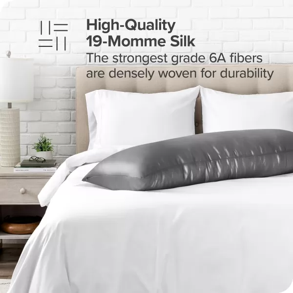 Bare Home 100 Mulberry Silk Pillowcase for Hair and Skin  Ultra Premium 6A Grade 19 Momme Silk Pillow Case  Envelope Enclosure  Breathable Cooling Pillow Cover Standard White04  Grey