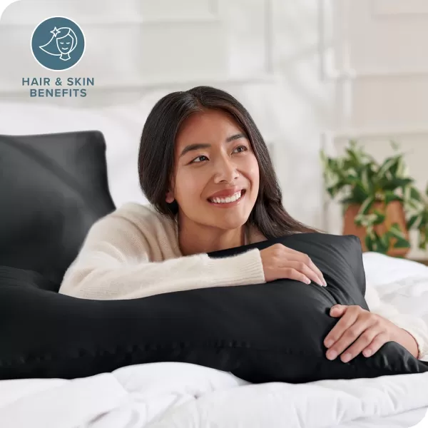 Bare Home 100 Mulberry Silk Pillowcase for Hair and Skin  Ultra Premium 6A Grade 19 Momme Silk Pillow Case  Envelope Enclosure  Breathable Cooling Pillow Cover Standard White02  Black
