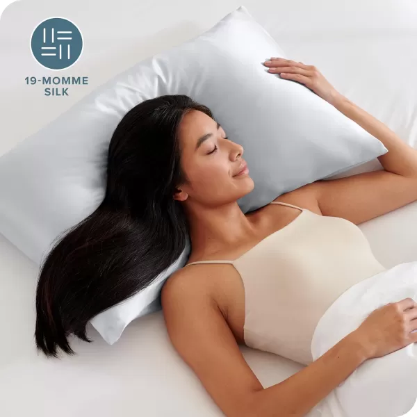 Bare Home 100 Mulberry Silk Pillowcase for Hair and Skin  Ultra Premium 6A Grade 19 Momme Silk Pillow Case  Envelope Enclosure  Breathable Cooling Pillow Cover Standard White05  Silver