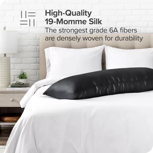 Bare Home 100 Mulberry Silk Pillowcase for Hair and Skin  Ultra Premium 6A Grade 19 Momme Silk Pillow Case  Envelope Enclosure  Breathable Cooling Pillow Cover Standard White02  Black