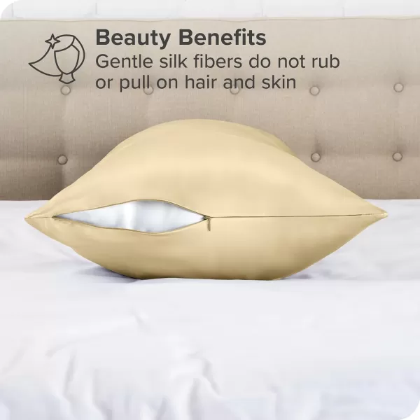 Bare Home 100 Mulberry Silk Pillowcase for Hair and Skin  Ultra Premium 6A Grade 19 Momme Silk Pillow Case  Envelope Enclosure  Breathable Cooling Pillow Cover Standard White09  Champagne