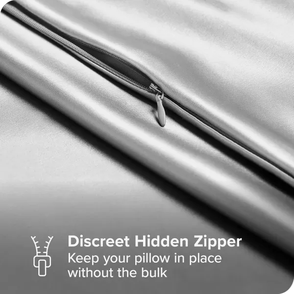 Bare Home 100 Mulberry Silk Pillowcase for Hair and Skin  Ultra Premium 6A Grade 19 Momme Silk Pillow Case  Envelope Enclosure  Breathable Cooling Pillow Cover Standard White05  Silver