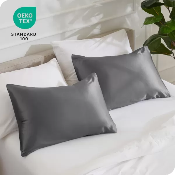 Bare Home 100 Mulberry Silk Pillowcase for Hair and Skin  Ultra Premium 6A Grade 19 Momme Silk Pillow Case  Envelope Enclosure  Breathable Cooling Pillow Cover Standard White04  Grey