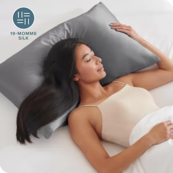 Bare Home 100 Mulberry Silk Pillowcase for Hair and Skin  Ultra Premium 6A Grade 19 Momme Silk Pillow Case  Envelope Enclosure  Breathable Cooling Pillow Cover Standard White04  Grey