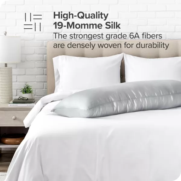 Bare Home 100 Mulberry Silk Pillowcase for Hair and Skin  Ultra Premium 6A Grade 19 Momme Silk Pillow Case  Envelope Enclosure  Breathable Cooling Pillow Cover Standard White05  Silver