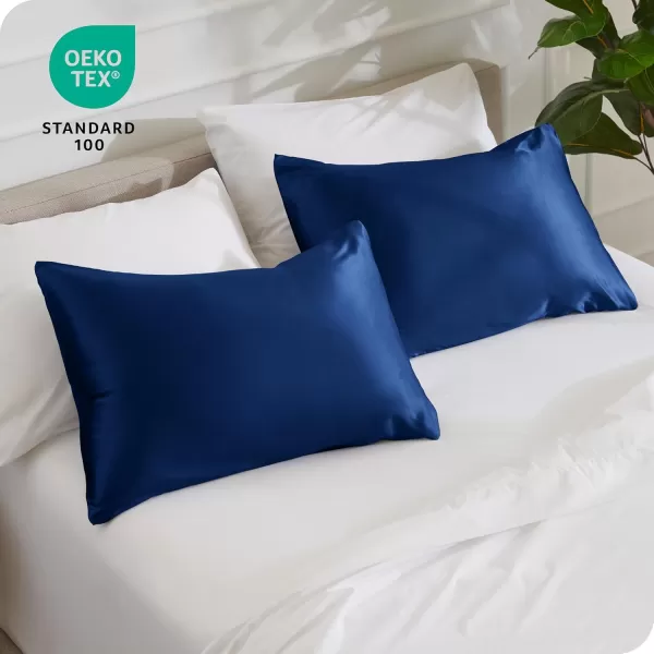 Bare Home 100 Mulberry Silk Pillowcase for Hair and Skin  Ultra Premium 6A Grade 19 Momme Silk Pillow Case  Envelope Enclosure  Breathable Cooling Pillow Cover Standard White13  Dark Blue