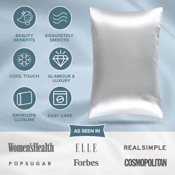 Bare Home 100 Mulberry Silk Pillowcase for Hair and Skin  Ultra Premium 6A Grade 19 Momme Silk Pillow Case  Envelope Enclosure  Breathable Cooling Pillow Cover Standard White05  Silver