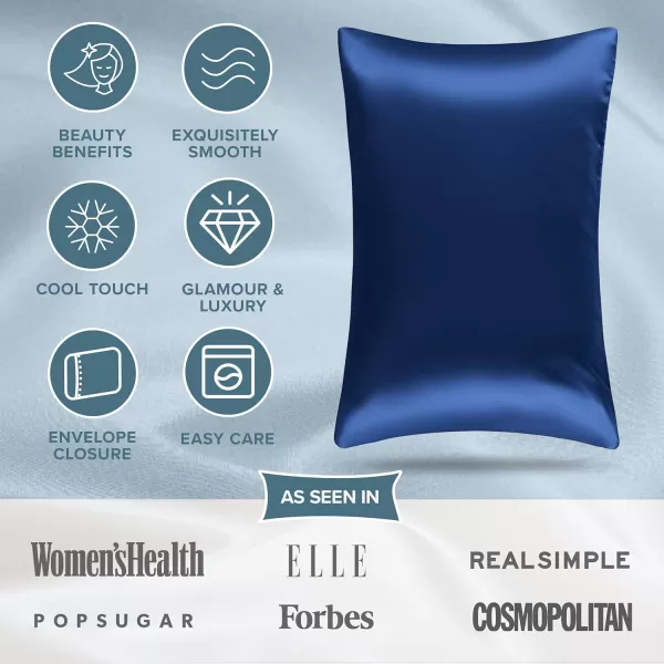 Bare Home 100 Mulberry Silk Pillowcase for Hair and Skin  Ultra Premium 6A Grade 19 Momme Silk Pillow Case  Envelope Enclosure  Breathable Cooling Pillow Cover Standard White13  Dark Blue