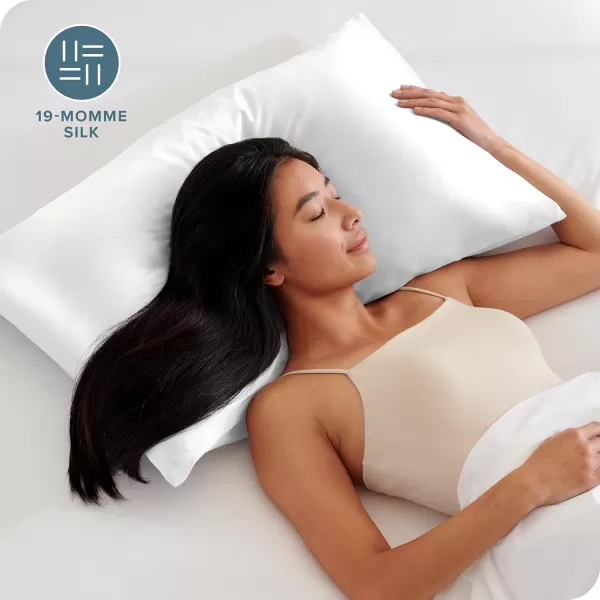 Bare Home 100 Mulberry Silk Pillowcase for Hair and Skin  Ultra Premium 6A Grade 19 Momme Silk Pillow Case  Envelope Enclosure  Breathable Cooling Pillow Cover Standard White01  White