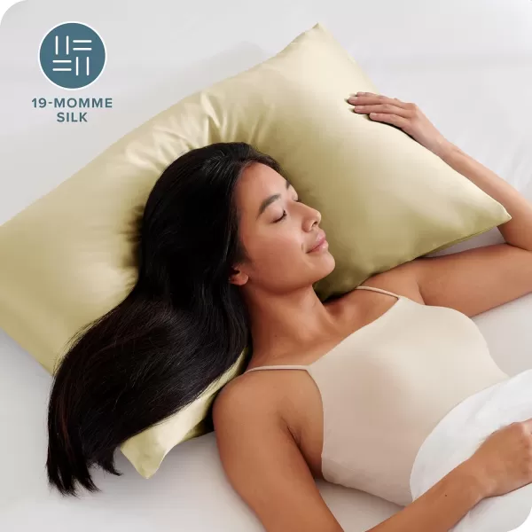 Bare Home 100 Mulberry Silk Pillowcase for Hair and Skin  Ultra Premium 6A Grade 19 Momme Silk Pillow Case  Envelope Enclosure  Breathable Cooling Pillow Cover Standard White09  Champagne