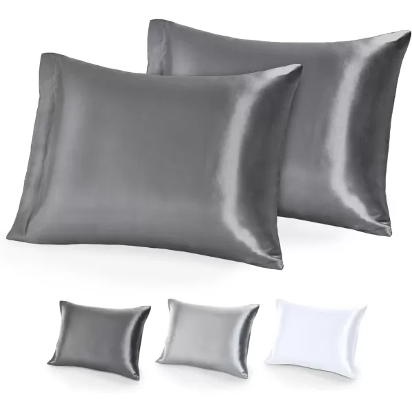 Bare Home 100 Mulberry Silk Pillowcase for Hair and Skin  Ultra Premium 6A Grade 19 Momme Silk Pillow Case  Envelope Enclosure  Breathable Cooling Pillow Cover Standard White04  Grey