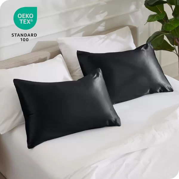 Bare Home 100 Mulberry Silk Pillowcase for Hair and Skin  Ultra Premium 6A Grade 19 Momme Silk Pillow Case  Envelope Enclosure  Breathable Cooling Pillow Cover Standard White02  Black
