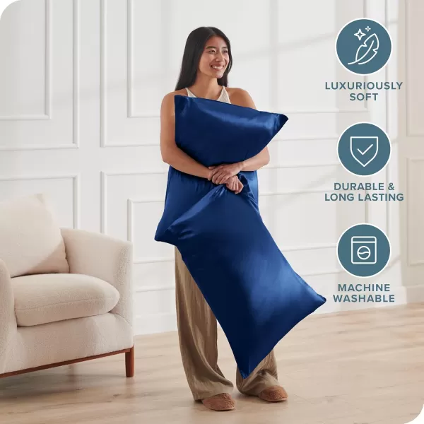 Bare Home 100 Mulberry Silk Pillowcase for Hair and Skin  Ultra Premium 6A Grade 19 Momme Silk Pillow Case  Envelope Enclosure  Breathable Cooling Pillow Cover Standard White13  Dark Blue