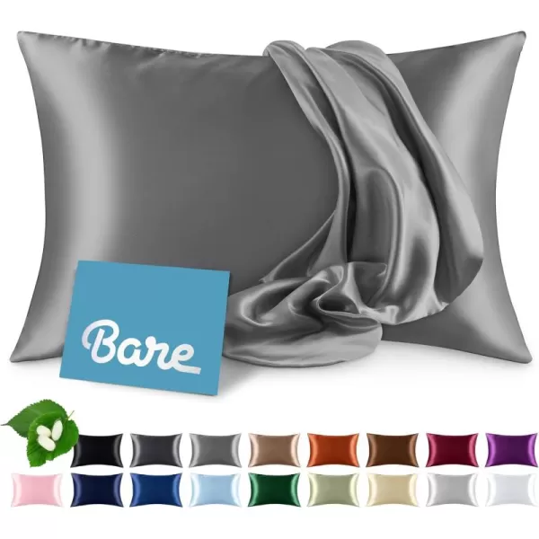 Bare Home 100 Mulberry Silk Pillowcase for Hair and Skin  Ultra Premium 6A Grade 19 Momme Silk Pillow Case  Envelope Enclosure  Breathable Cooling Pillow Cover Standard White04  Grey