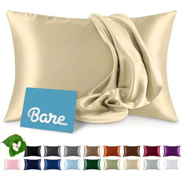 Bare Home 100 Mulberry Silk Pillowcase for Hair and Skin  Ultra Premium 6A Grade 19 Momme Silk Pillow Case  Envelope Enclosure  Breathable Cooling Pillow Cover Standard White09  Champagne