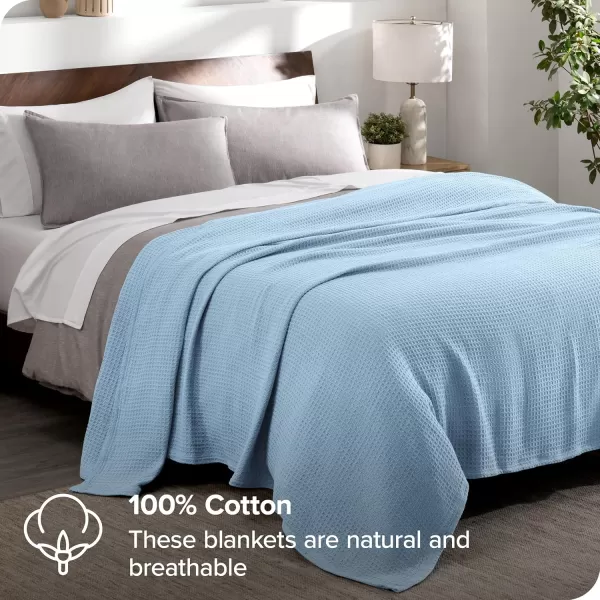 imageBare Home Grey Waffle Blanket FullQueen 90Wx90L 100 Cotton Soft ampamp Breathable Blanket for All Seasons Lightweight Blanket Perfect for Layering Bed Sofa ampamp Couch FullQueen Grey05  Light Blue