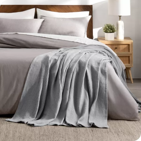 imageBare Home Grey Waffle Blanket FullQueen 90Wx90L 100 Cotton Soft ampamp Breathable Blanket for All Seasons Lightweight Blanket Perfect for Layering Bed Sofa ampamp Couch FullQueen Grey02  Light Grey