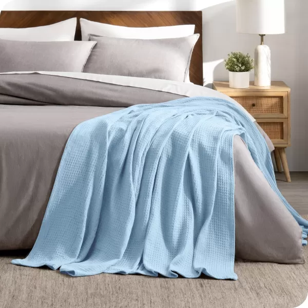 imageBare Home Grey Waffle Blanket FullQueen 90Wx90L 100 Cotton Soft ampamp Breathable Blanket for All Seasons Lightweight Blanket Perfect for Layering Bed Sofa ampamp Couch FullQueen Grey05  Light Blue