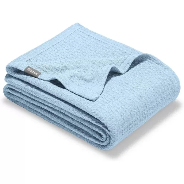 imageBare Home Grey Waffle Blanket FullQueen 90Wx90L 100 Cotton Soft ampamp Breathable Blanket for All Seasons Lightweight Blanket Perfect for Layering Bed Sofa ampamp Couch FullQueen Grey05  Light Blue