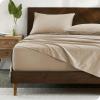 imageBare Home 100 Organic Cotton Queen Sheet Set  Crisp Percale Weave  Lightweight ampamp Breathable  Bedding Sheets ampamp Pillowcases Queen Dusty Blue07  French Beige