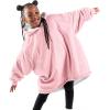 imageBare Home Wearable Blanket BCozy Hoodie  Soft Plush Sherpa  Warm and Cozy  Oversized Wearable Blanket  Adult ampamp Kid Sizes19  Light Pink