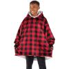 imageBare Home Wearable Blanket BCozy Hoodie  Soft Plush Sherpa  Warm and Cozy  Oversized Wearable Blanket  Adult ampamp Kid Sizes23  Buffalo Plaid  RedBlack