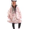 imageBare Home Wearable Blanket BCozy Hoodie  Soft Plush Sherpa  Warm and Cozy  Oversized Wearable Blanket  Adult ampamp Kid Sizes26  Camo  Pink