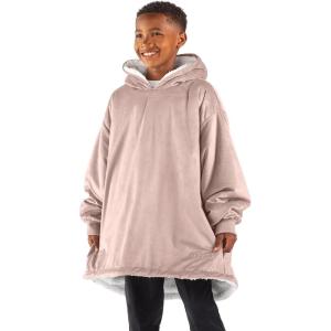 imageBare Home Wearable Blanket BCozy Hoodie  Soft Plush Sherpa  Warm and Cozy  Oversized Wearable Blanket  Adult ampamp Kid SizesBlush