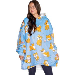 imageBare Home Wearable Blanket Hoodie  Soft Plush Sherpa  Warm and Cozy  Oversized Wearable Blanket  Adult ampamp Kid SizesDogs