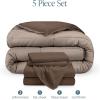 imageBare Home Reversible BedinABag Comforter ampamp Sheet Set  Full Extra Long  Down Alternative  Soft  Bedding Set Full XL TaupeSand SandCocoaTaupe  Cocoa