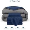 imageBare Home Reversible BedinABag Comforter ampamp Sheet Set  Full Extra Long  Down Alternative  Soft  Bedding Set Full XL TaupeSand SandDark BlueGrey  Dark Blue